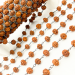 Load image into Gallery viewer, Wood - Rudraksha Oxidized 925 Sterling Silver Wire Chain. WO3