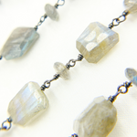 Load image into Gallery viewer, Labradorite Organic Shape Oxidized Wire Chain. LAB68