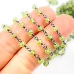 Load image into Gallery viewer, Peridot Gemstone Oxidized 925 Sterling Silver Wire Chain. PER2