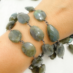 Load image into Gallery viewer, Labradorite Organic Shape Oxidized Wire Chains