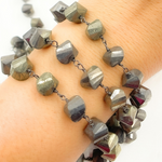 Load image into Gallery viewer, Nugget Pyrite Oxidized 925 Sterling Silver Wire Chain. PYR11