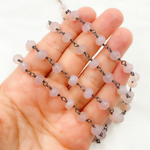 Load image into Gallery viewer, Rose Chalcedony Oxidized Wire Chain. PCL11