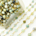 Load image into Gallery viewer, Peruvian Opal Smooth Round Shape Gold Plated Wire Chain. PO9