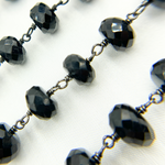 Load image into Gallery viewer, Black Spinel Rondel Faceted Wire Chain. BSP6