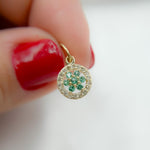 Load image into Gallery viewer, 14k Solid Gold Diamond and Gemstone Circle Charm. GDP394