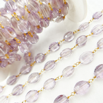 Load image into Gallery viewer, Pink Amethyst Gold Plated Wire Chain. AME19