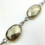 Load image into Gallery viewer, Pyrite Organic Shape Bezel Oxidized Wire Chain. PYR62