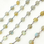 Load image into Gallery viewer, Labradorite Round Oxidized Wire Chain. LAB67