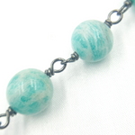 Load image into Gallery viewer, Amazonite Round Shape Oxidized Wire Chain. AMZ21