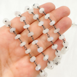 Load image into Gallery viewer, White Moonstone Oxidized Wire Chain. WMS24