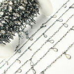 Load image into Gallery viewer, Coated Green Moonstone & CZ Dangle Oxidized Wire Chain. CMS39