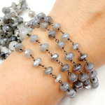 Load image into Gallery viewer, Coated Moonstone Oxidized Wire Chain. CMS44