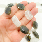 Load image into Gallery viewer, Labradorite & White Rainbow Organic Moonstone Gold Plated Wire Chain. LMS3