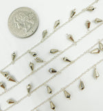 Load image into Gallery viewer, Steel Pyrite Drop Dangle 925 Sterling Silver Wire Chain. PYR24