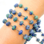 Load image into Gallery viewer, Azurite Malachite Oxidized Wire Chain. AZM3