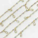 Load image into Gallery viewer, Coated Blue Quartz & CZ Dangle Gold Plated Wire Chain