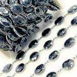 Load image into Gallery viewer, Black Onyx Organic Shape Bezel Oxidized Wire Chain. BO2
