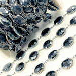 Load image into Gallery viewer, Black Onyx Organic Shape Bezel Oxidized Wire Chain. BO2