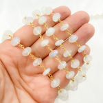 Load image into Gallery viewer, White Rainbow Moonstone Gold Plated Wire Chain. MS55
