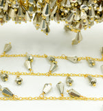 Load image into Gallery viewer, Steel Pyrite Drop Dangle Gold Plated Wire Chain. PYR23