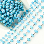 Load image into Gallery viewer, Turquoise Rondel Oxidized Wire Chain. TRQ33
