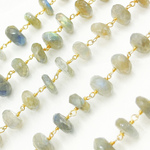 Load image into Gallery viewer, Labradorite Oval Shape Gold Plated Wire Chain. LAB83