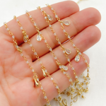 Load image into Gallery viewer, White Topaz & CZ Dangle Gold Plated Wire Chain. TOP11