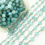 Load image into Gallery viewer, Blue Chalcedony Round Shape Oxidized Wire Chain. BCL1