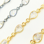 Load image into Gallery viewer, Cubic Zirconia Pear Shape Connected Chain. CZ25