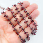 Load image into Gallery viewer, Garnet Cluster Dangle Oxidized Wire Chain. GAR8