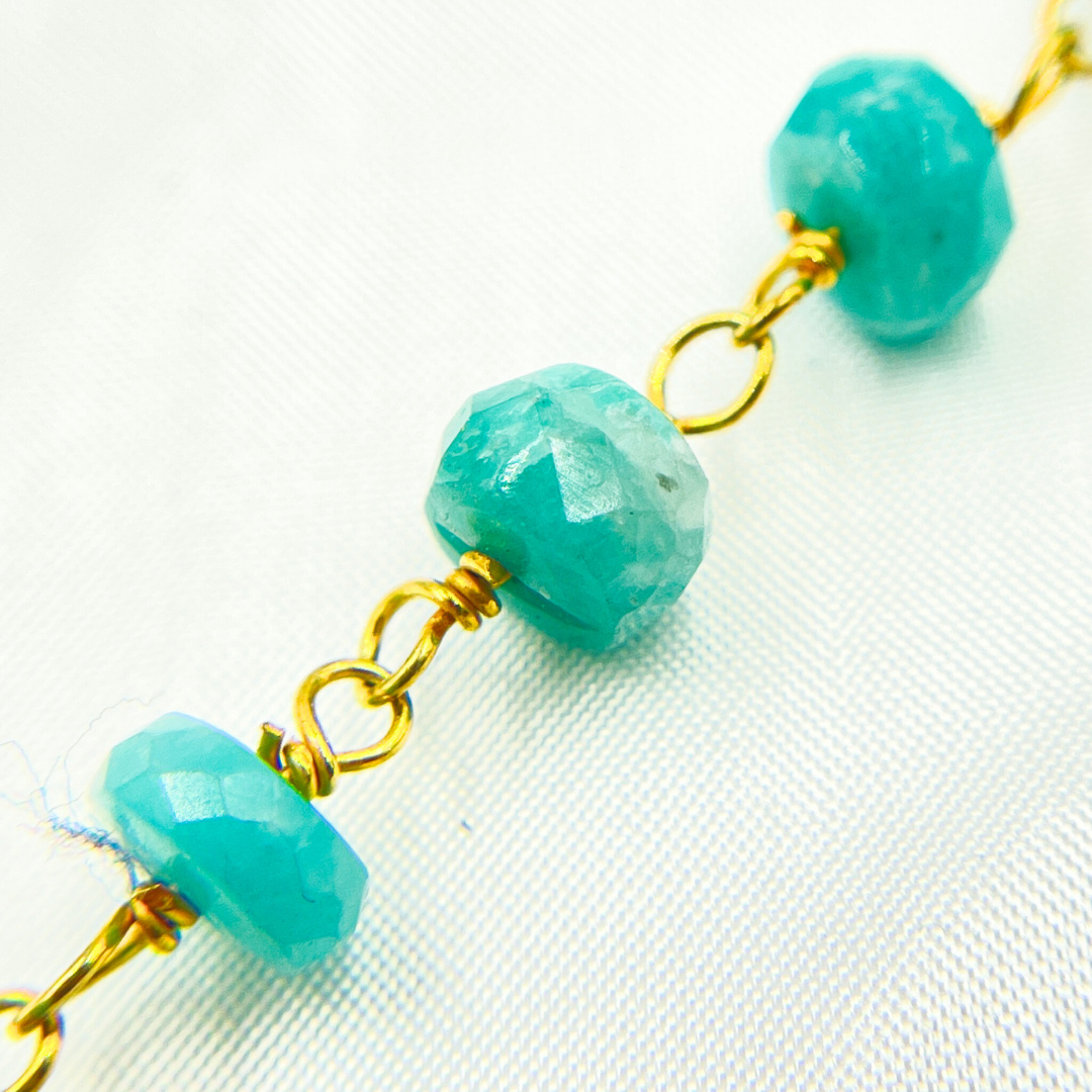 Amazonite Gold Plated Wire Chain. AMZ18