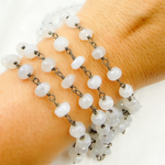 Load image into Gallery viewer, Coated Natural Chalcedony Oxidized Wire Chain. CNC1