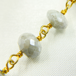 Load image into Gallery viewer, Coated Milky Aquamarine Gold Plated Wire Chain. AQU17
