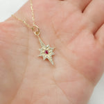 Load image into Gallery viewer, GDP186. 14k Solid Gold Diamond and Ruby Star Charm