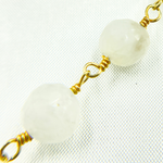 Load image into Gallery viewer, White Rainbow Round Moonstone Gold Plated Wire Chain. MS51