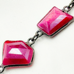 Load image into Gallery viewer, Coated Red Quartz Rectangle Shape Bezel Oxidized Wire Chain. CQU48