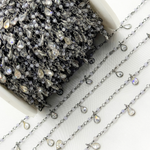 Load image into Gallery viewer, Coated Blue Quartz & CZ Dangle Oxidized Wire Chain. CQU42