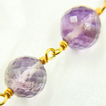 Load image into Gallery viewer, Pink Amethyst Round Shape Gold Plated Wire Chain. AME13