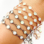 Load image into Gallery viewer, Created White Opal Round Shape Connected Chain