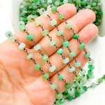 Load image into Gallery viewer, Chrysoprase Smooth Oxidized Wire Chain.