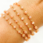 Load image into Gallery viewer, Peach Moonstone Gold Plated Wire Chain. MS40