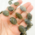 Load image into Gallery viewer, Labradorite Oval Shape Gold Plated Wire Chain. LAB70