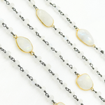 Load image into Gallery viewer, White Moonstone Oxidized Connected Wire Chain. MS33
