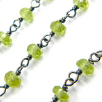 Load image into Gallery viewer, Peridot Gemstone Oxidized 925 Sterling Silver Wire Chain. PER2
