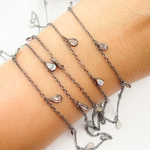 Load image into Gallery viewer, Created White Opal + CZ Pear Shape Dangle Chain. CWO14