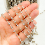 Load image into Gallery viewer, Coated Grey Moonstone 925 Sterling Silver Wire Chain. CMS89