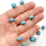 Load image into Gallery viewer, Turquoise Gold Plated Connected Wire Chain. TRQ46
