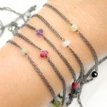 Load image into Gallery viewer, Multi Gemstone Double Oxidized Connected Wire Chain.