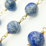 Load image into Gallery viewer, Lapis Lazuli Round Gold Plated Wire Chain. LAP8
