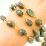 Load image into Gallery viewer, Labradorite Tear Drop Gold Plated 925 Sterling Silver Wire Chain. LAB5